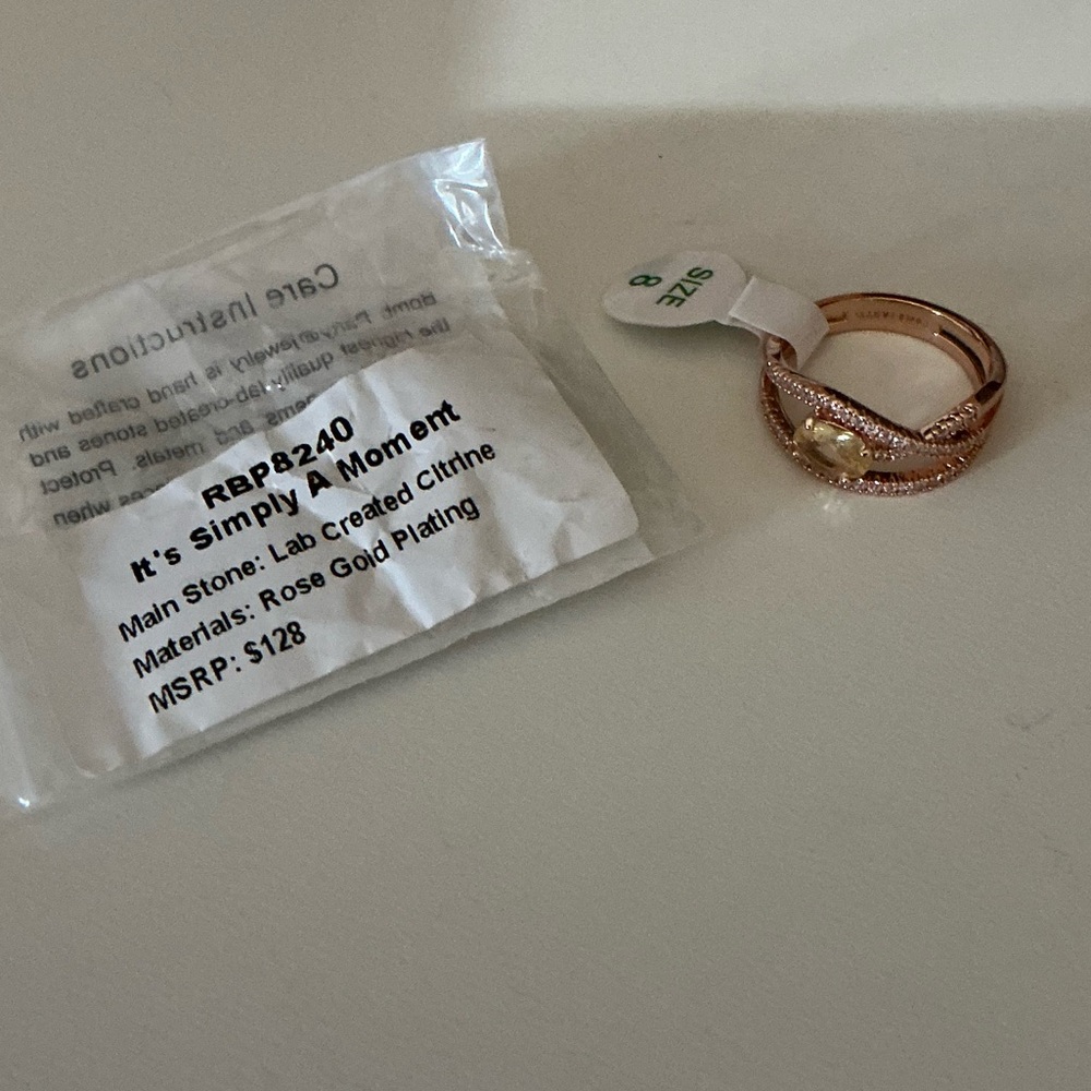 Rose Gold Plated Women's Citrine Ring SIZE 8